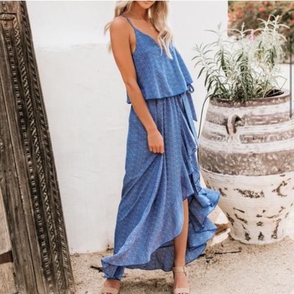 NWOT - Blue ruffle Maxi Dress - VICI - Picture 2 of 4
